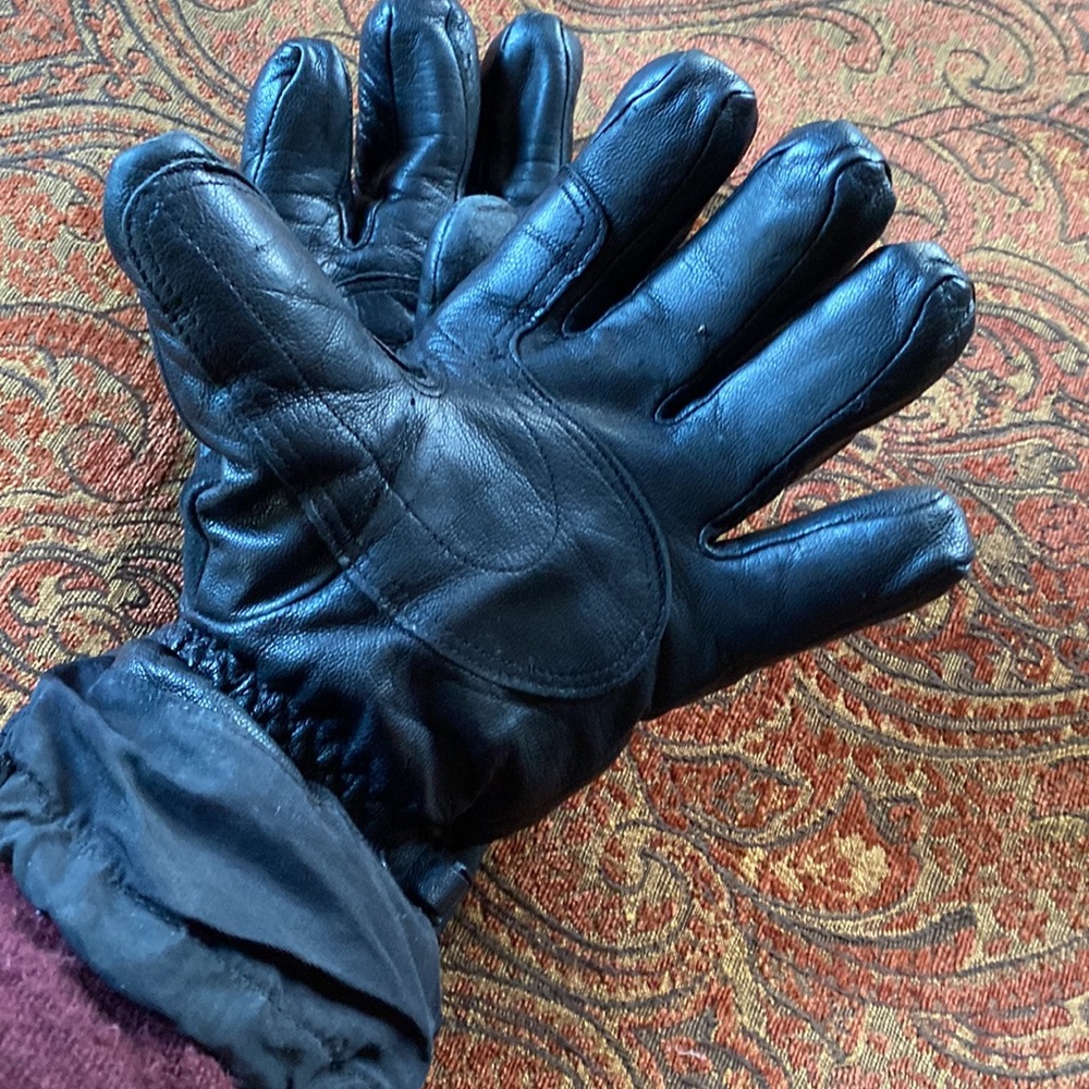 Smartwool leather wool winter ski bike hike gloves RARE black warm adult M - Picture 4 of 12
